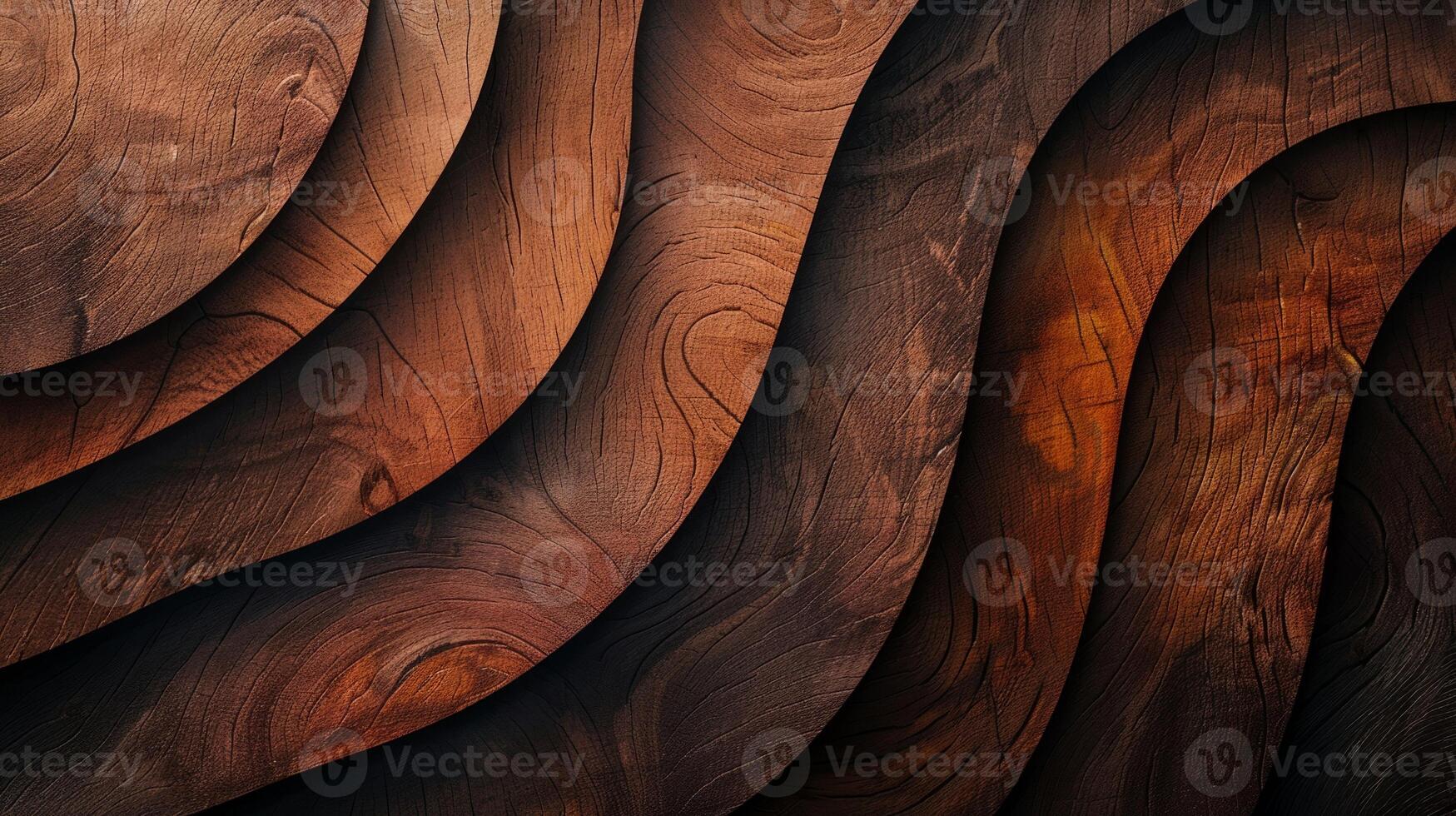 A series of wooden slats arranged in a wavy pattern photo