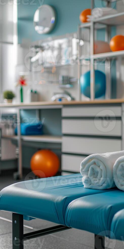 Uncluttered background in a physiotherapy environment ready for text insertion. photo