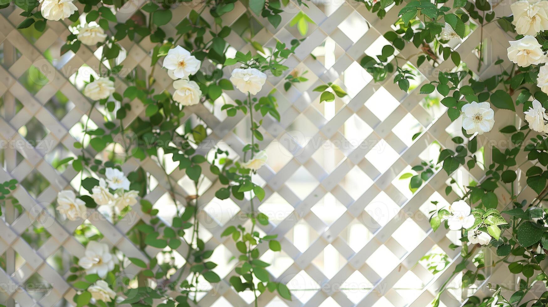White garden trellis wall backdrop photo