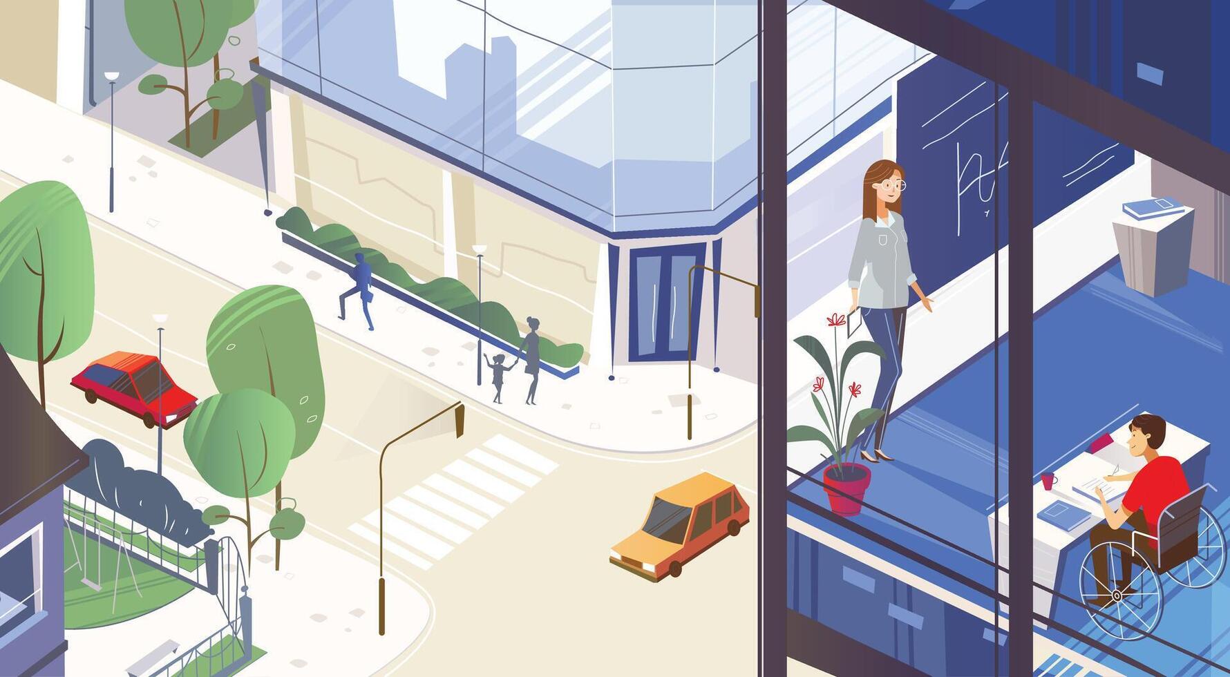 Student and teacher in the classroom vector