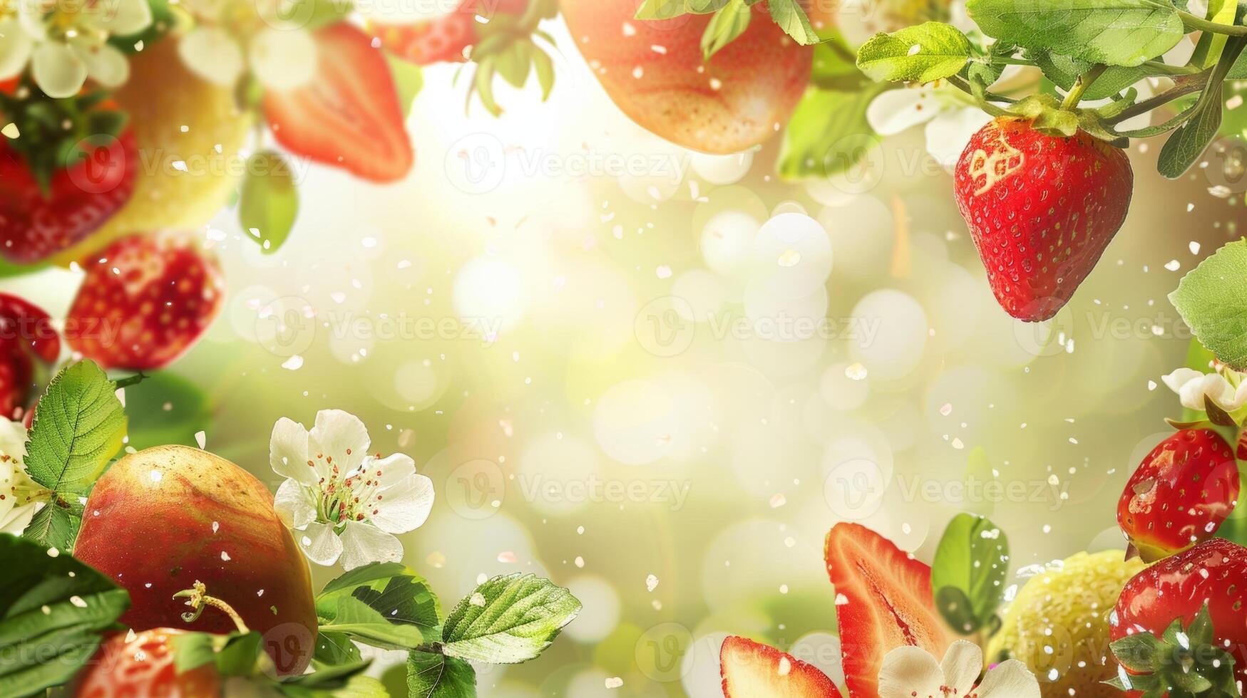 Inviting spring fruit layout with space for your logo or message photo