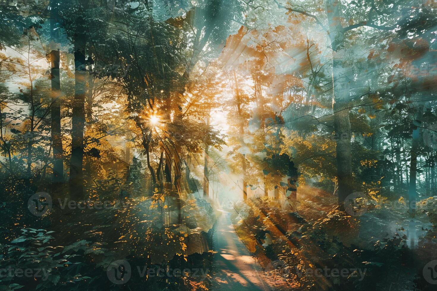 Overlay of a patient's journey and a lush forest, symbolizing vitality. photo
