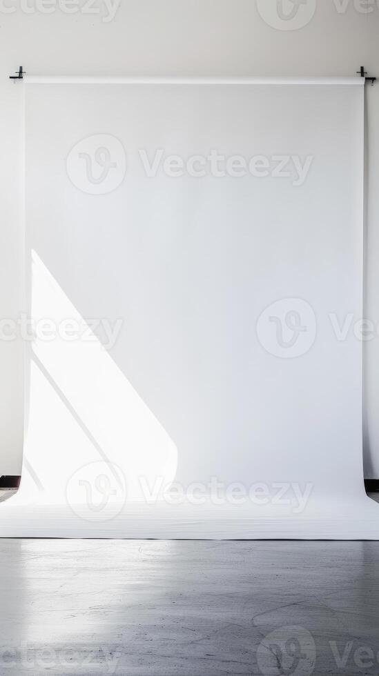 Minimalist Photography Studio with White Backdrop and Natural Light photo
