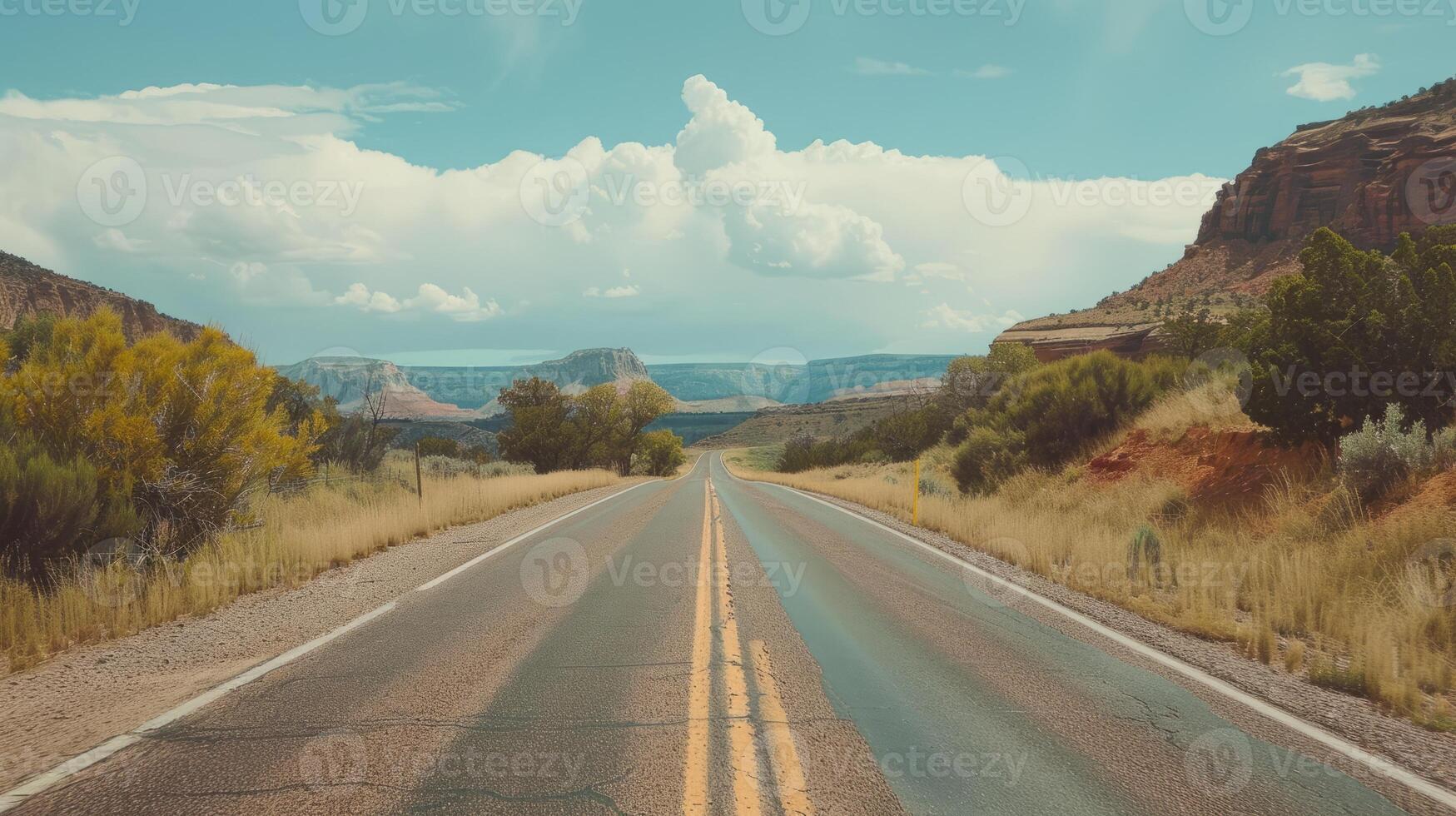Copy space with a scenic road stretching into the distance photo