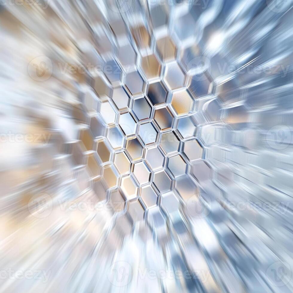 Abstract Geometric Pattern with Hexagonal Shapes and Dynamic Motion Blur in Cool Tones photo