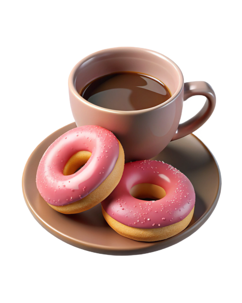 Coffee Mug with Sugary Donuts png