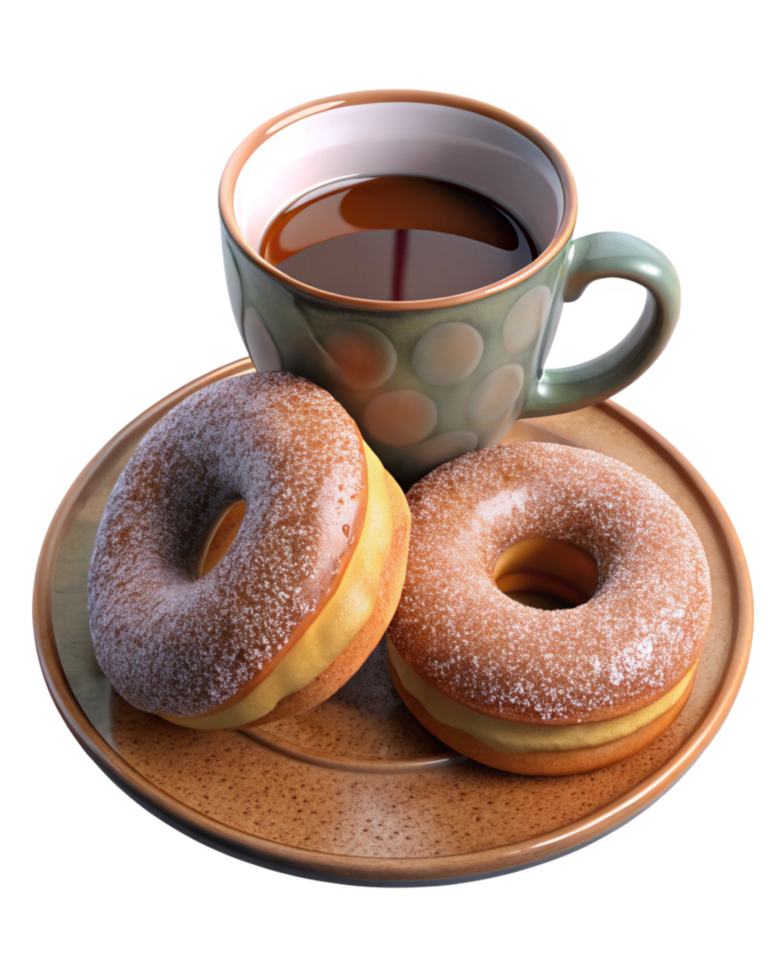 Hot Coffee and a Plate of Donuts png