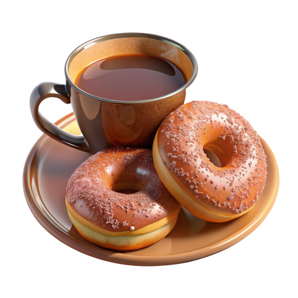 Coffee with Freshly Baked Donuts png