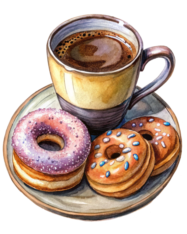Morning Coffee with Donuts Perfection png