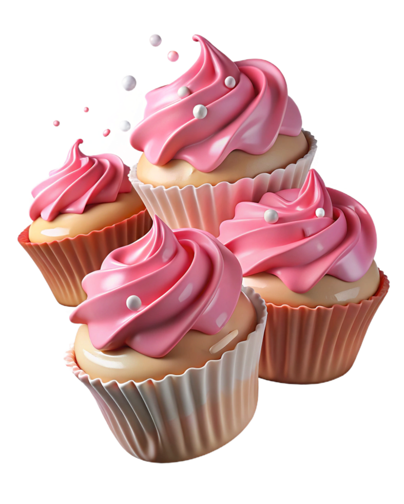 Strawberry Cupcakes Glowing in Milk Splash png