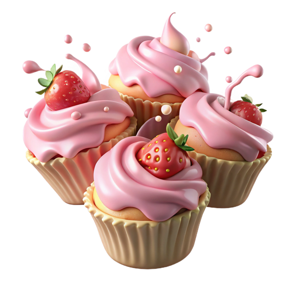 Milk Explosion Meets Strawberry Cupcake Elegance png