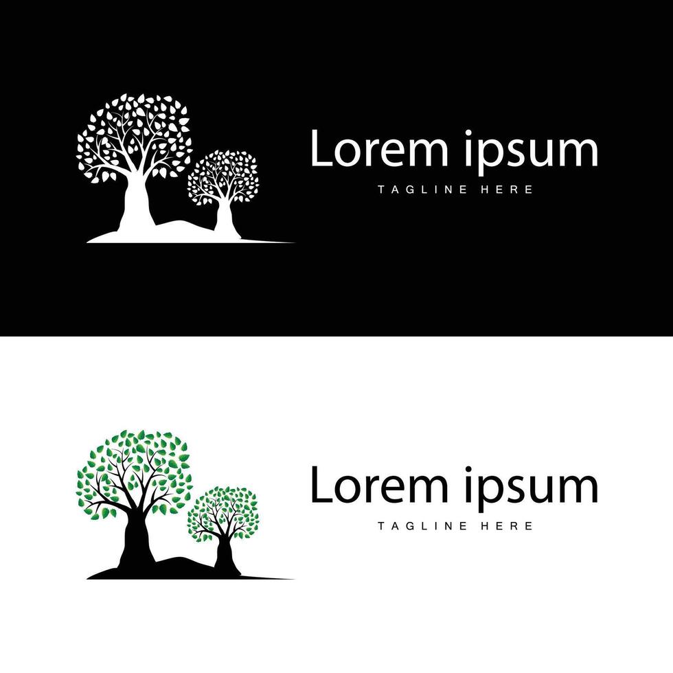 green nature tree logo illustration and play tree design vector