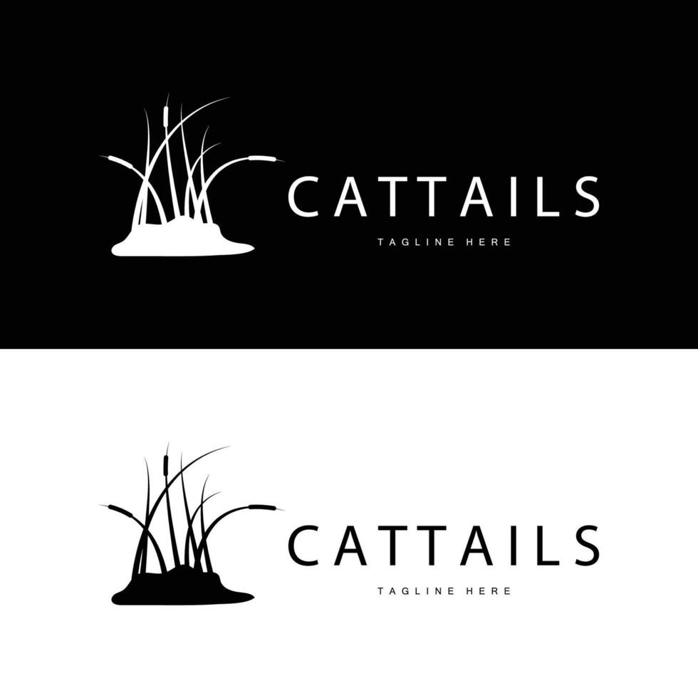 cattails logo grass plant vector