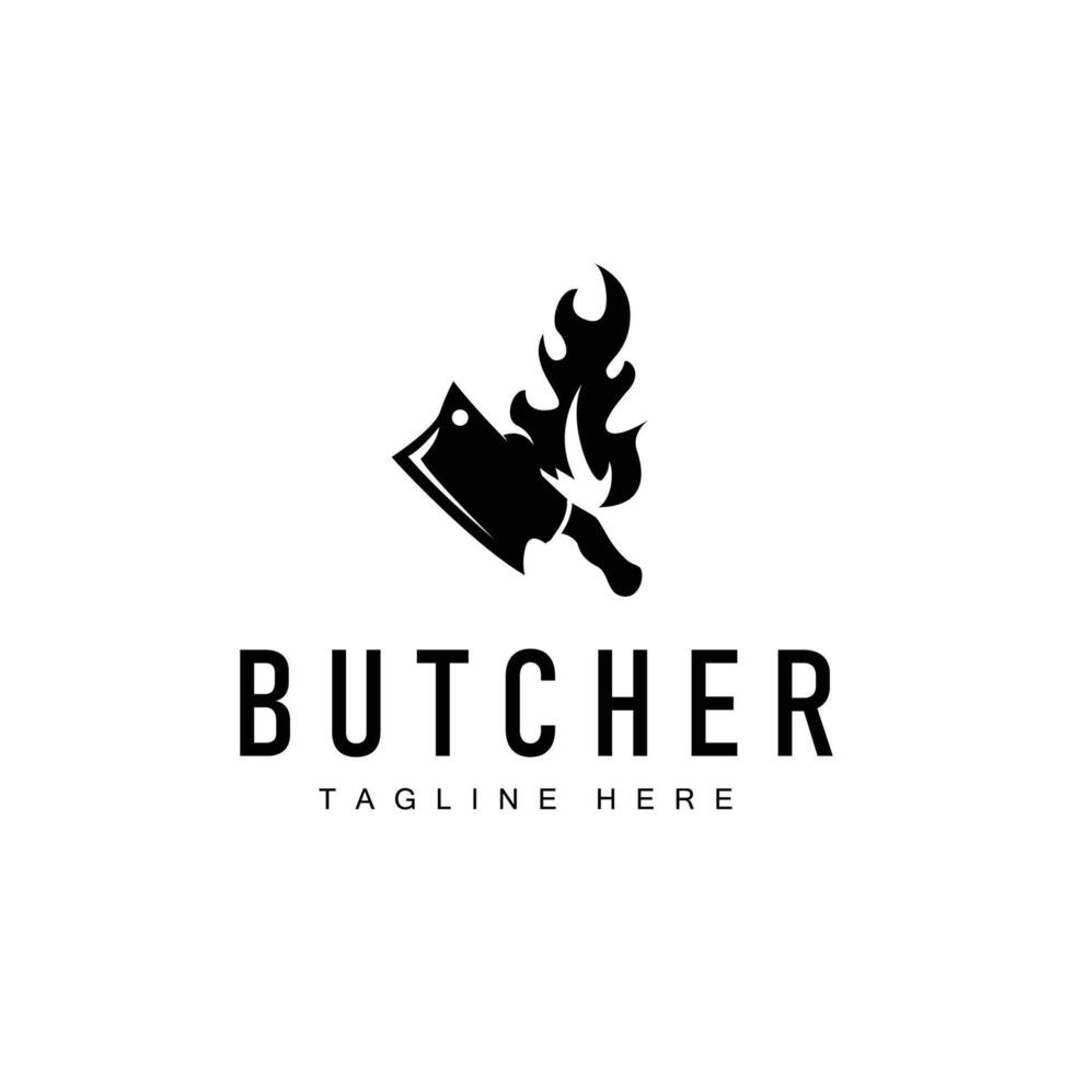 knife design butcher logo silhouette simple vector