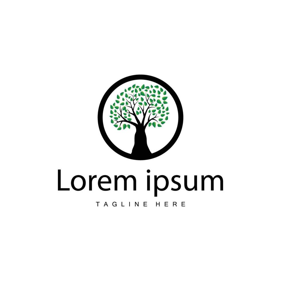 green nature tree logo design vector