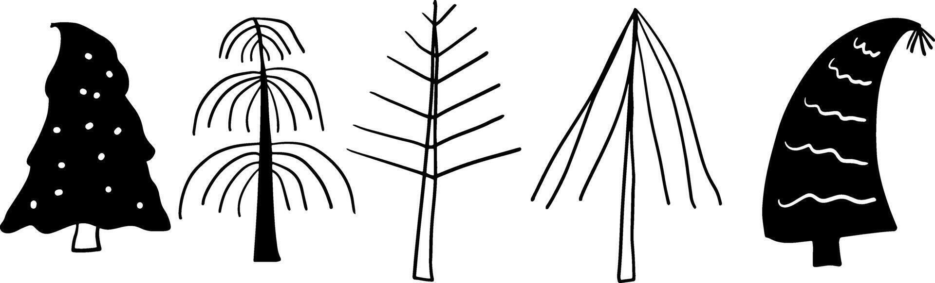 Simple Doodle Pines for Woodland and Natural Creations vector