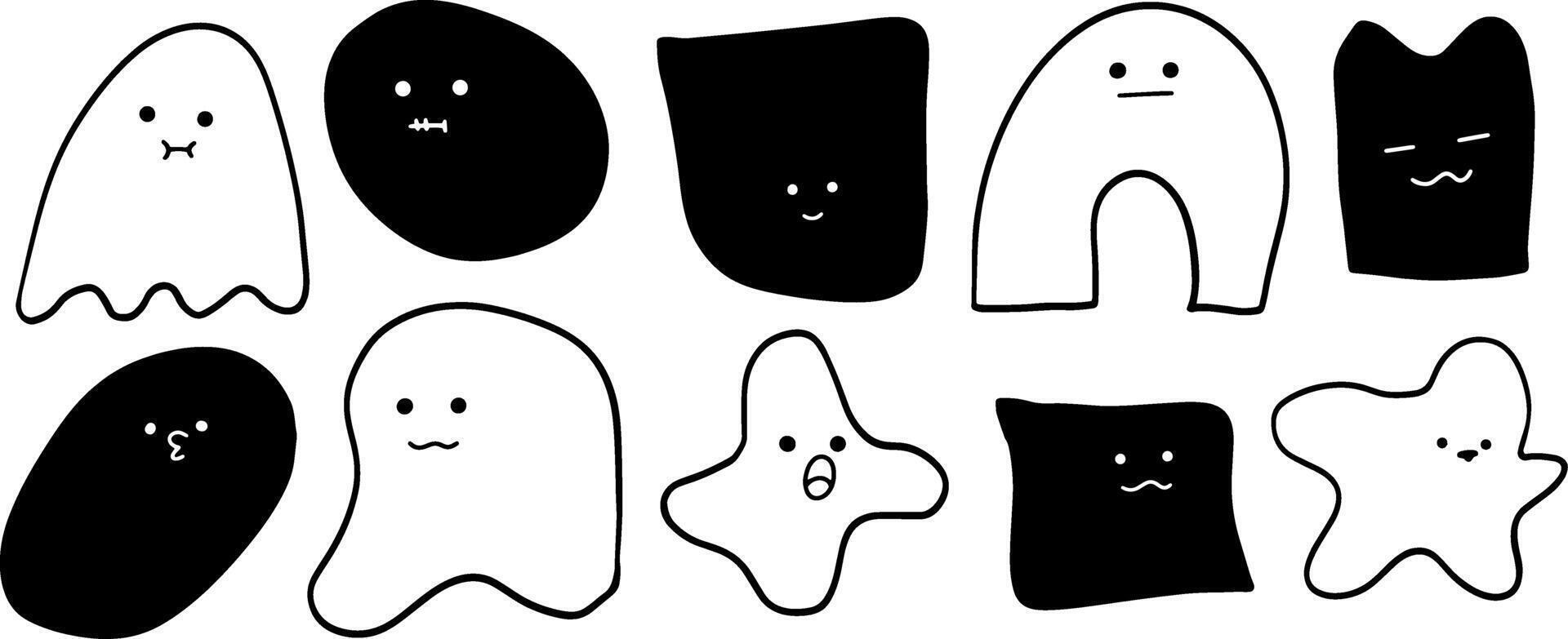 Minimalist Emoji and Shapes Doodle Set for Creative Designs vector
