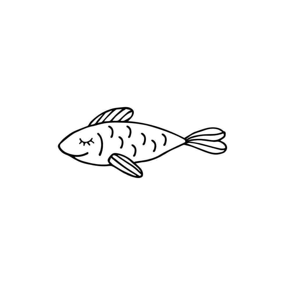 Hand drawn doodle sketch fish vector