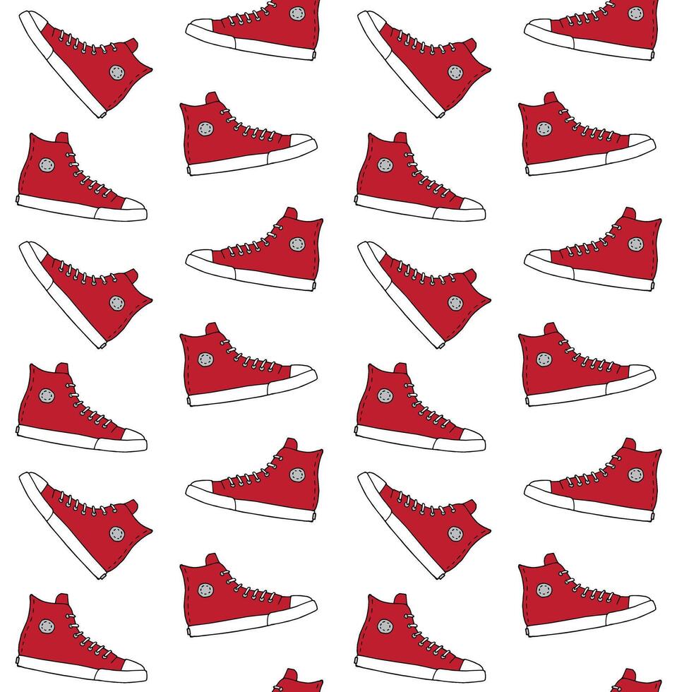 Seamless pattern of sketch skate sneaker vector