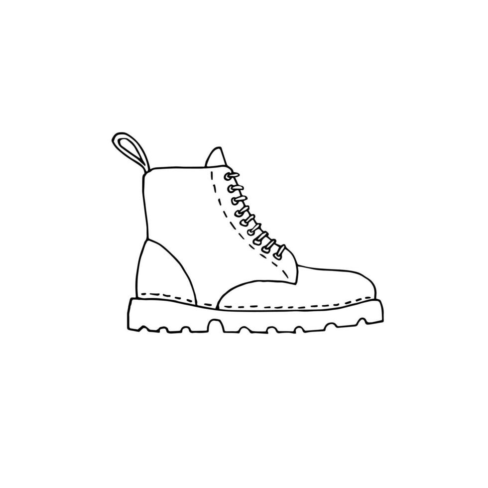 Hand drawn doodle sketch black boot vector