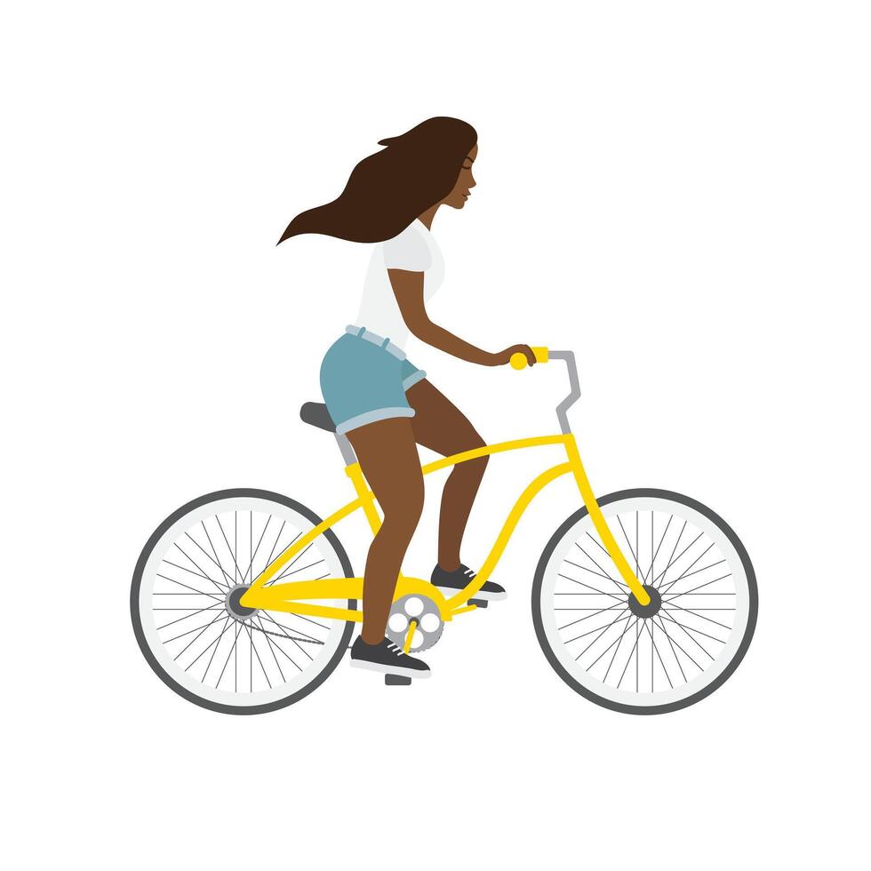 Girl riding a bicycle vector