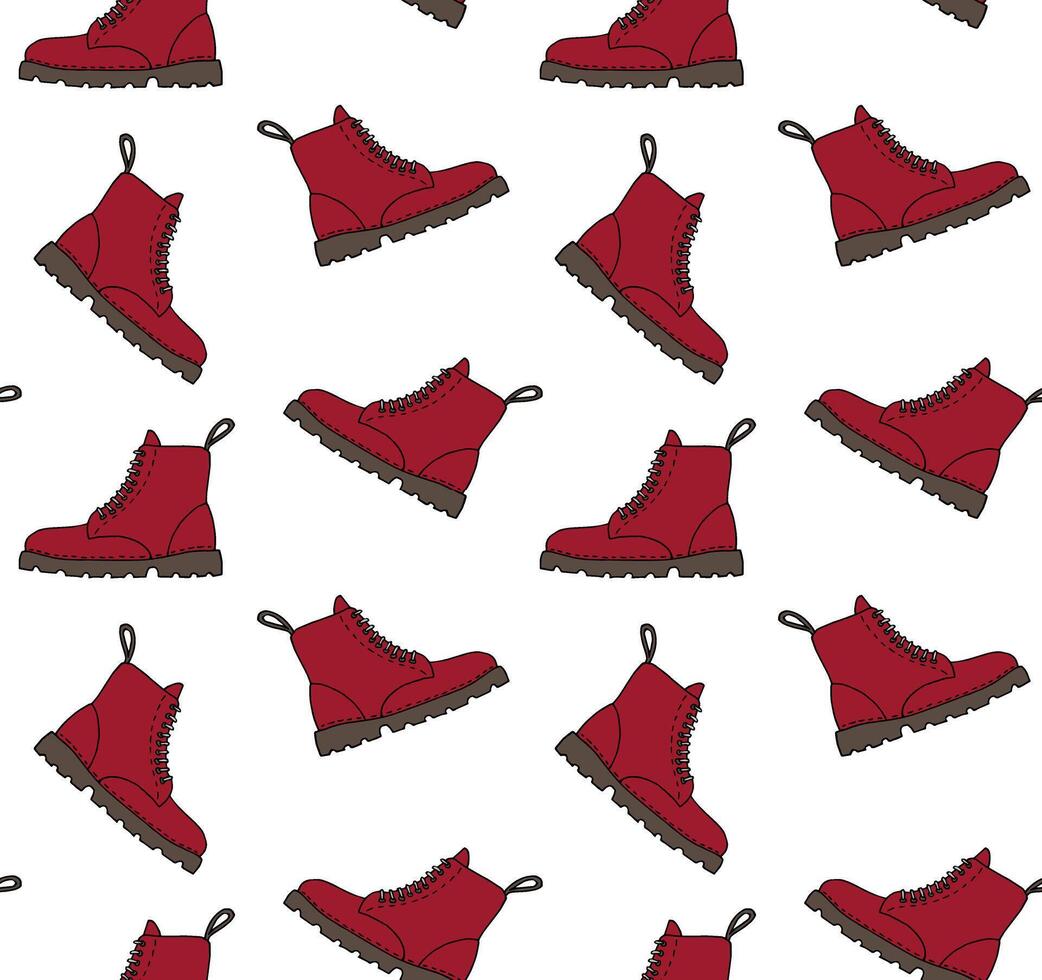 Seamless pattern of doodle sketch boot vector