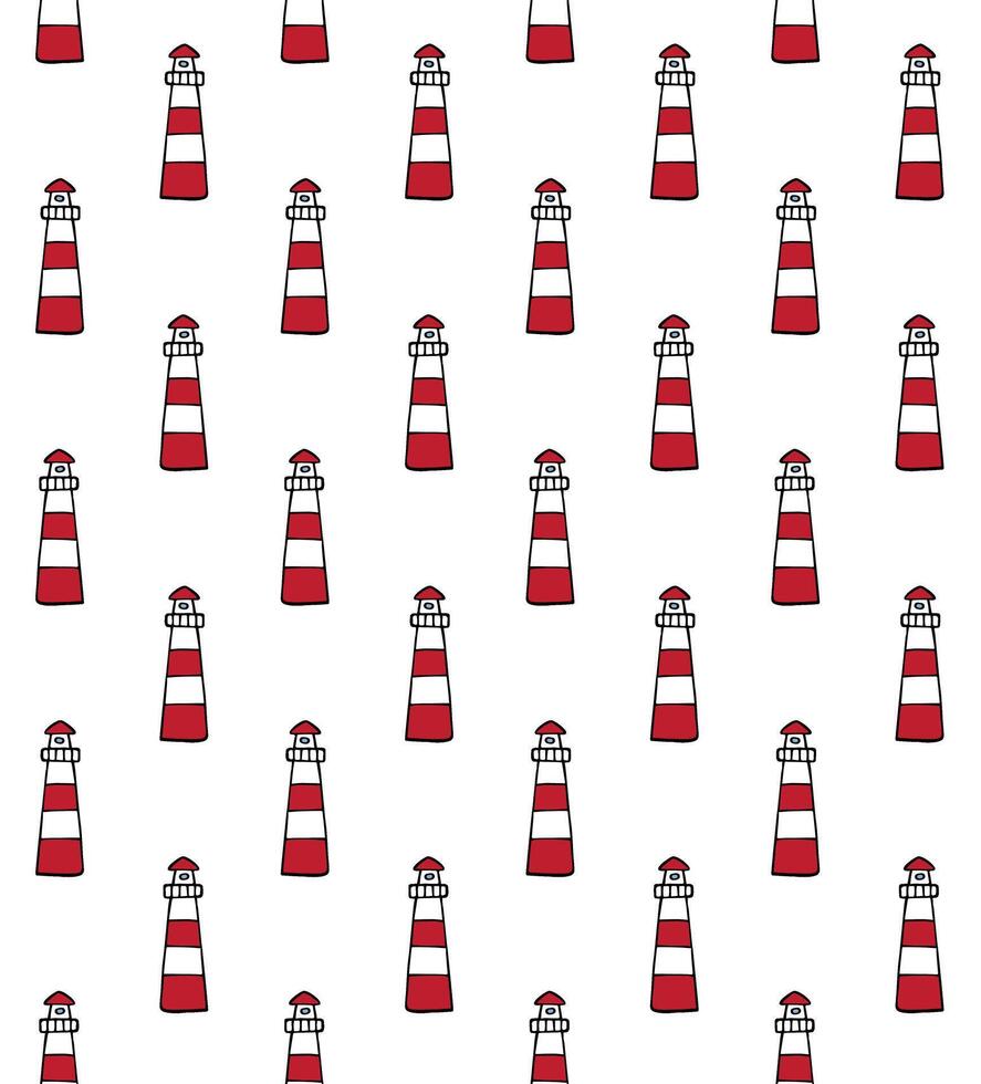 Seamless pattern of sketch lighthouse vector