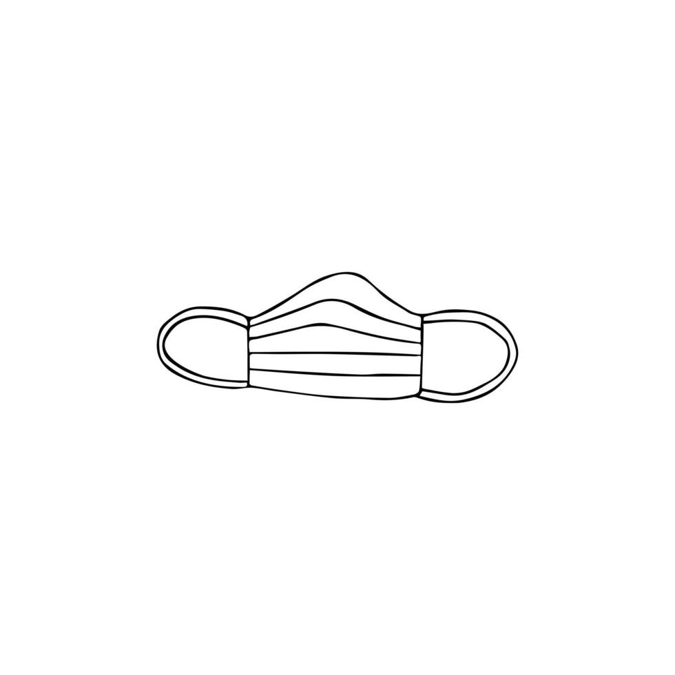 Hand drawn doodle sketch medical face mask vector