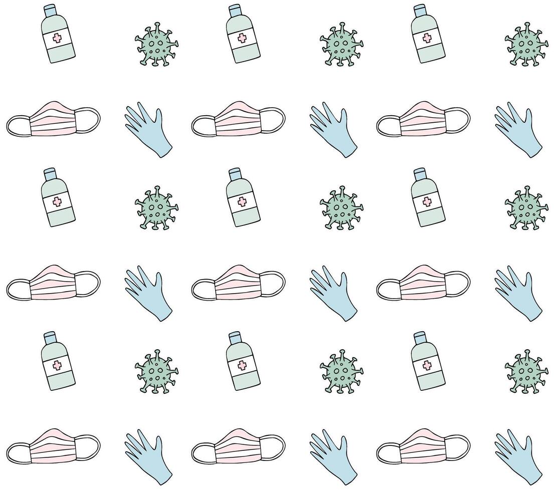 Seamless pattern of coronavirus things vector