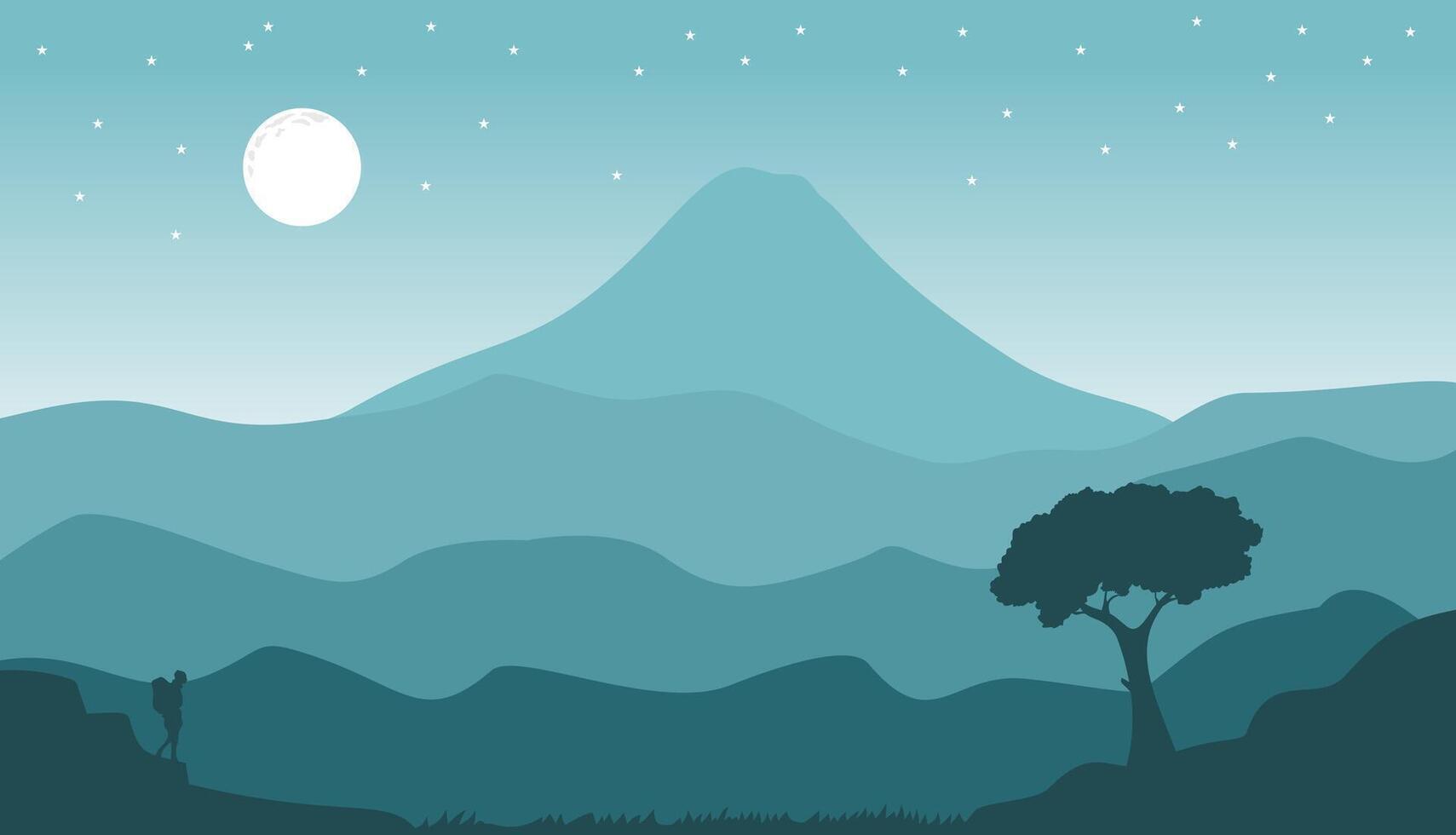 silhouette of natural scenery with towering mountains with layers of mountains, nature background concept vector