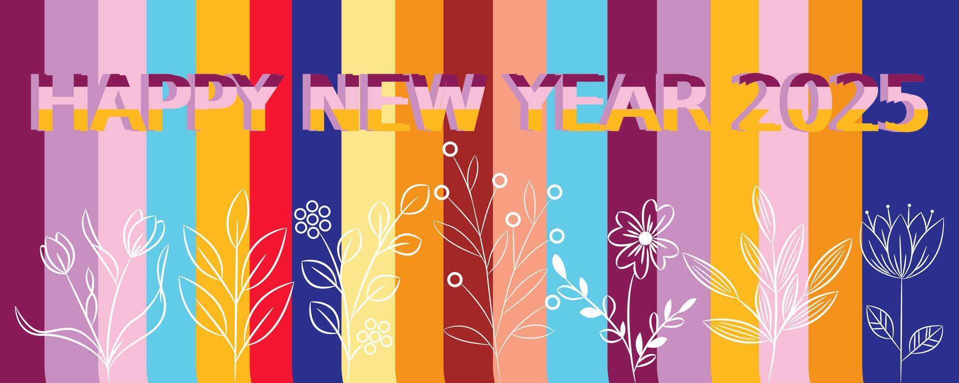 Against this backdrop the words HAPPY NEW YEAR 2025 are displayed in a playful 3D like font adding depth and dimension to the artwork vector