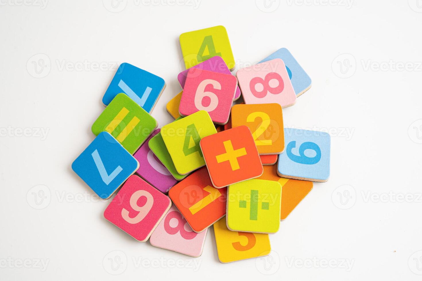 Math number colorful on white background, education study mathematics learning teach. photo