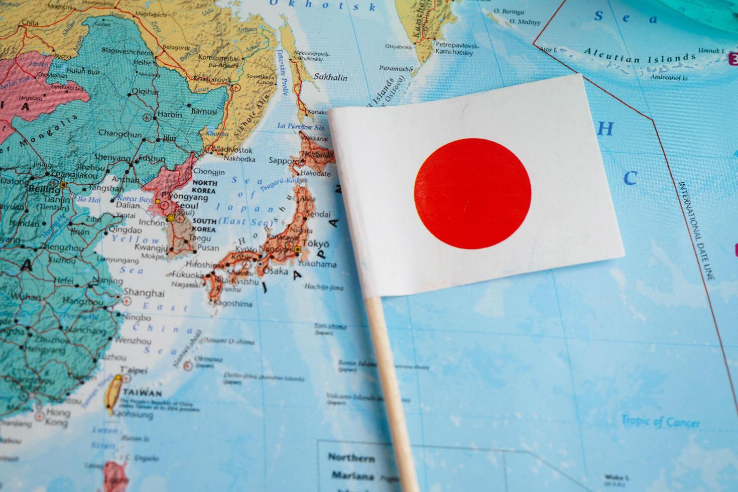 Bangkok, Thailand December 10, 2023 Japan map in world map paper. photo