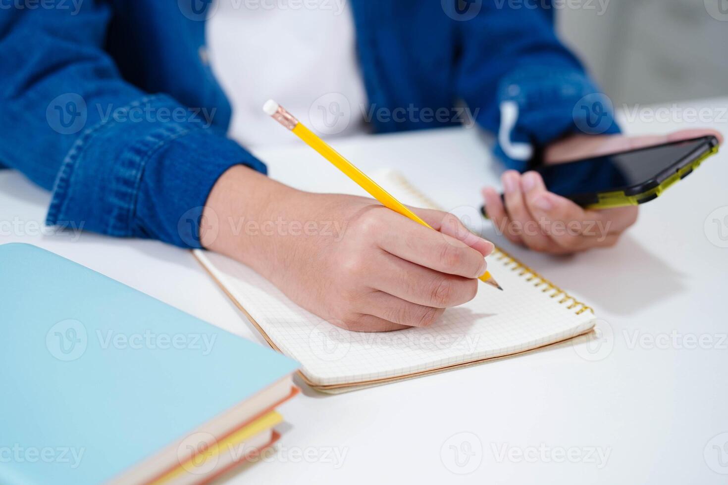 Teenage using smart phone for communication, search data internet website to learn. photo