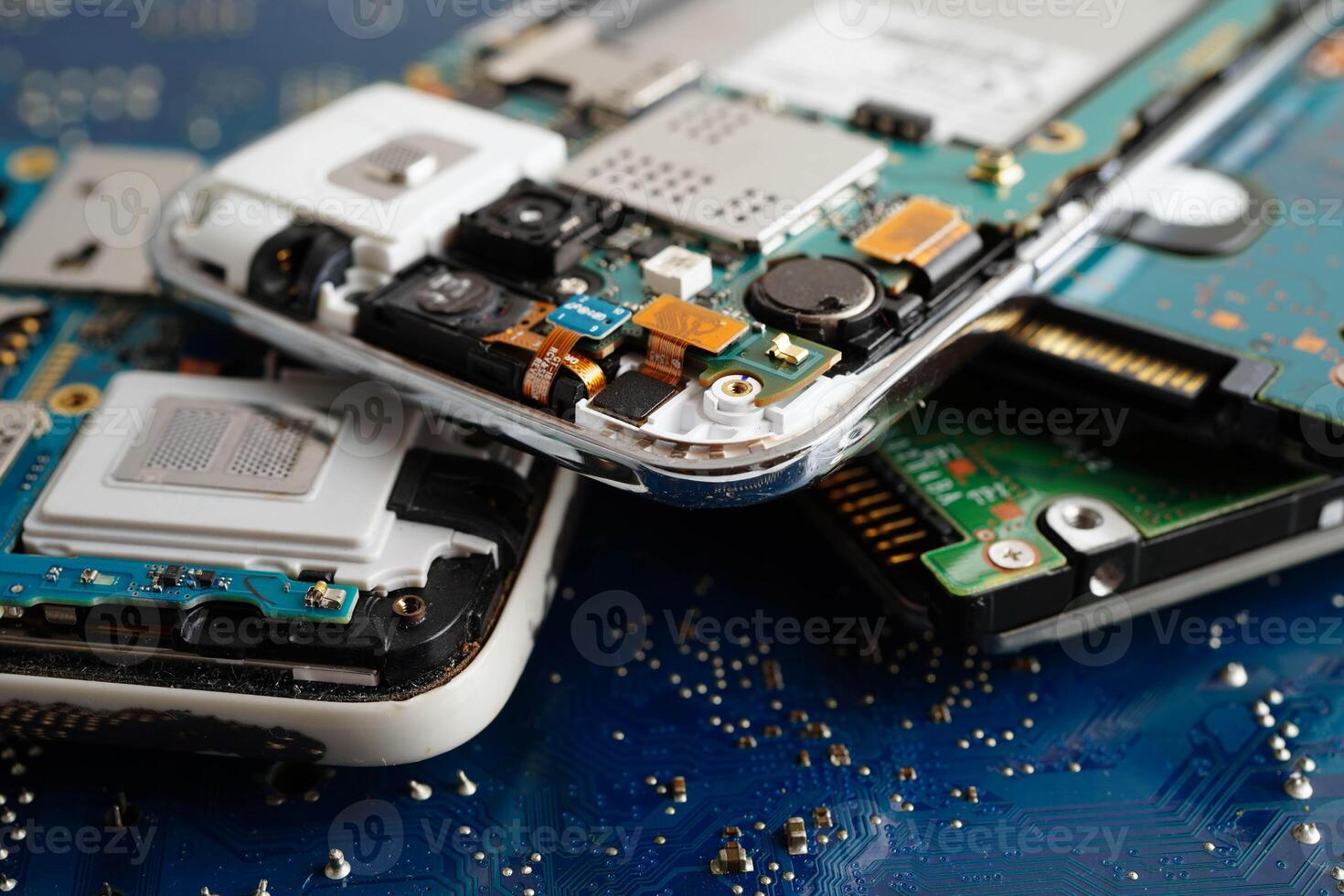Repairing and upgrade mobile phone, electronic, computer hardware and technology concept. photo