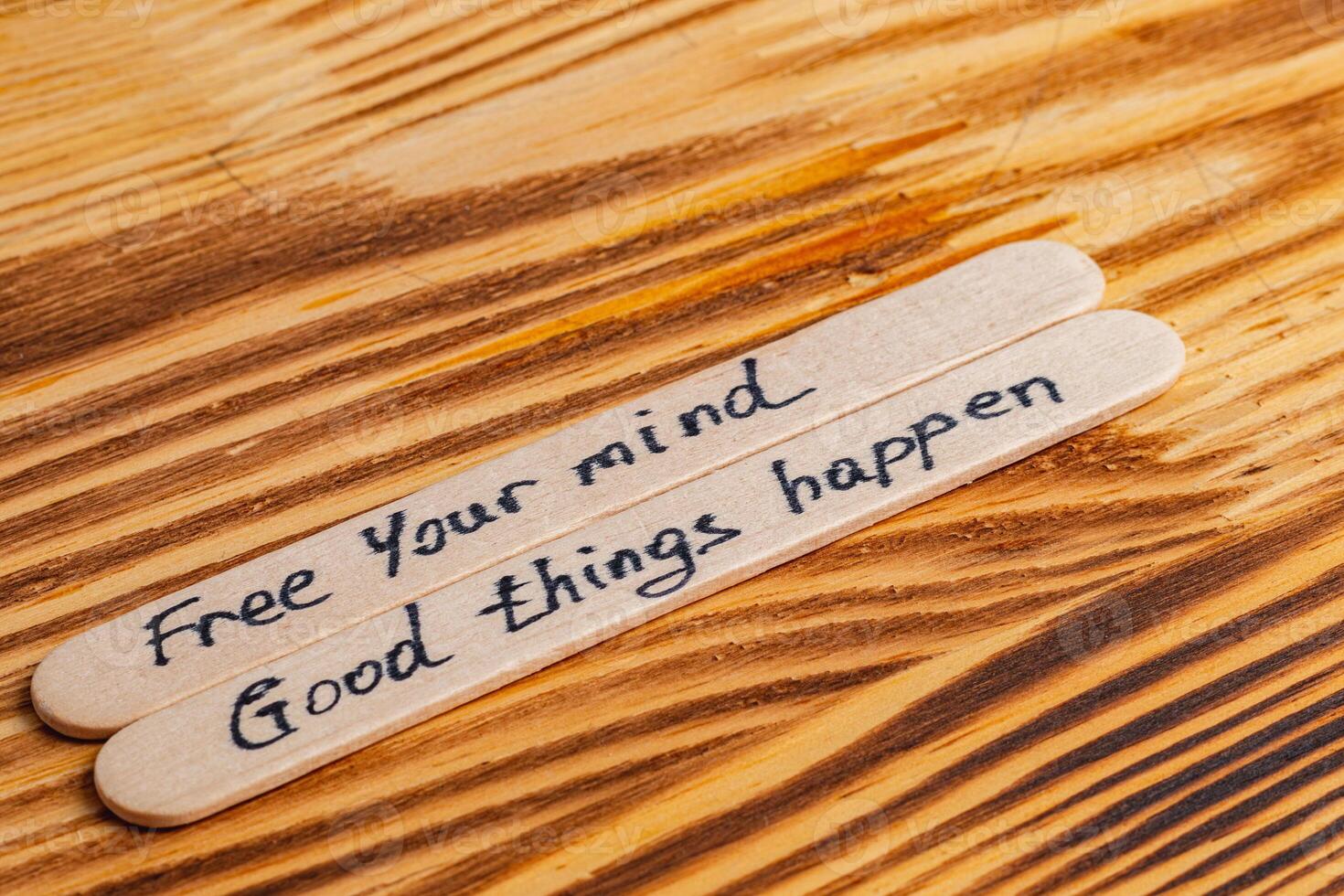 Positive thoughts for increasing selfesteem on wooden posts on wooden background photo
