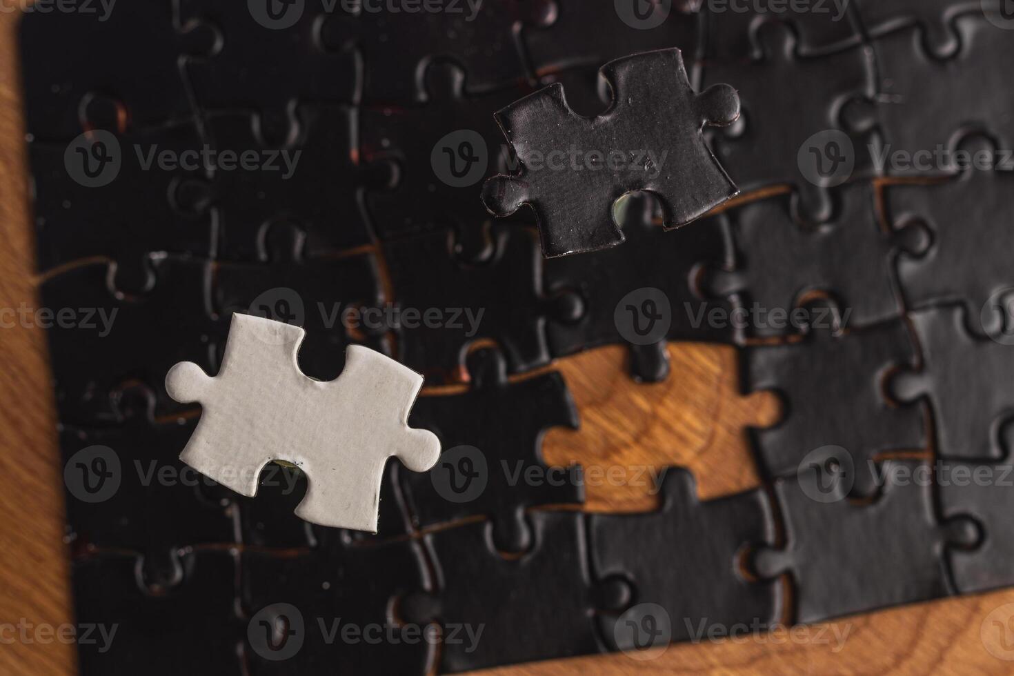 Choosing the right option. Conceptual image using a black and white puzzle photo