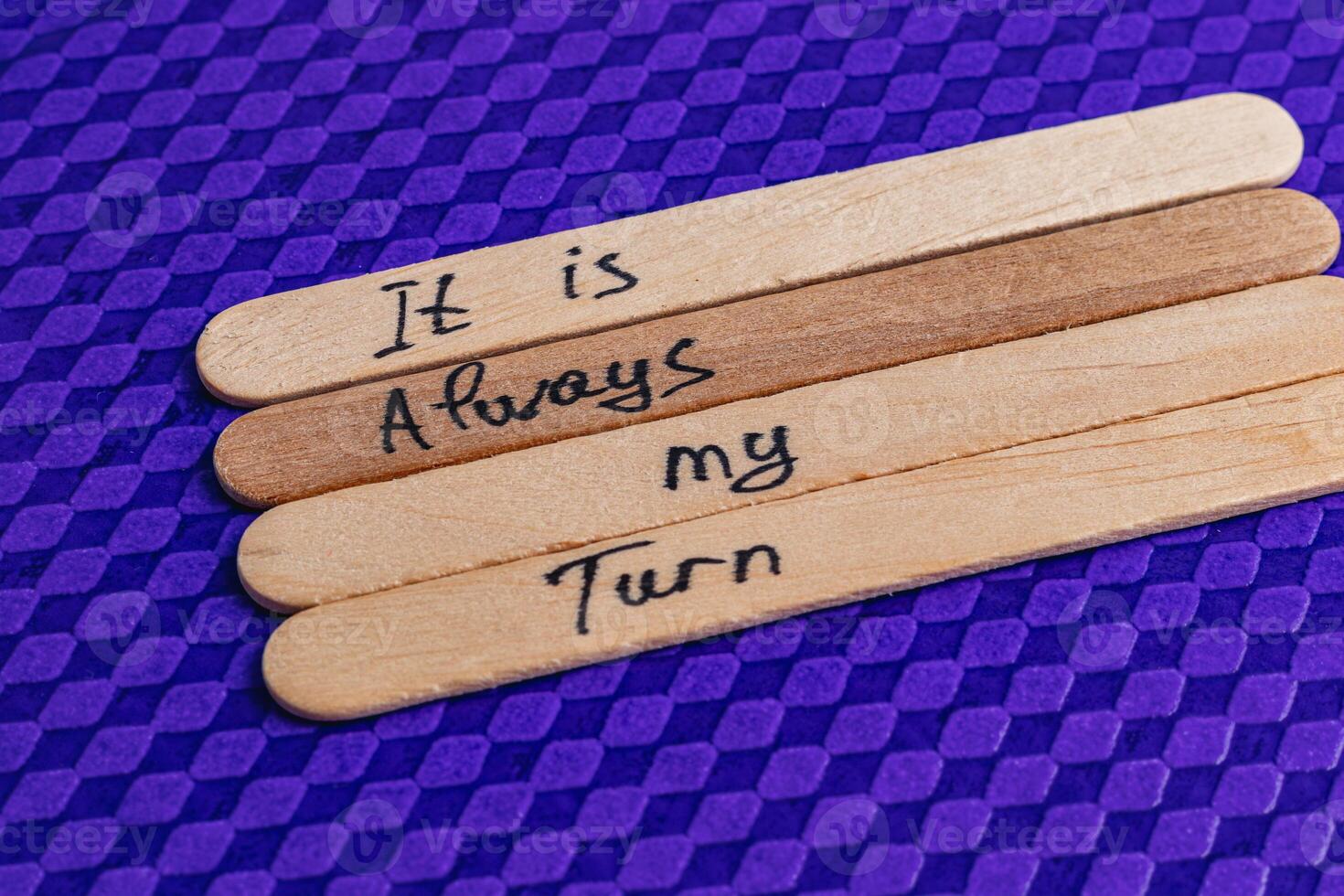 Positive thoughts for increasing self-esteem on wooden posts on blue background photo
