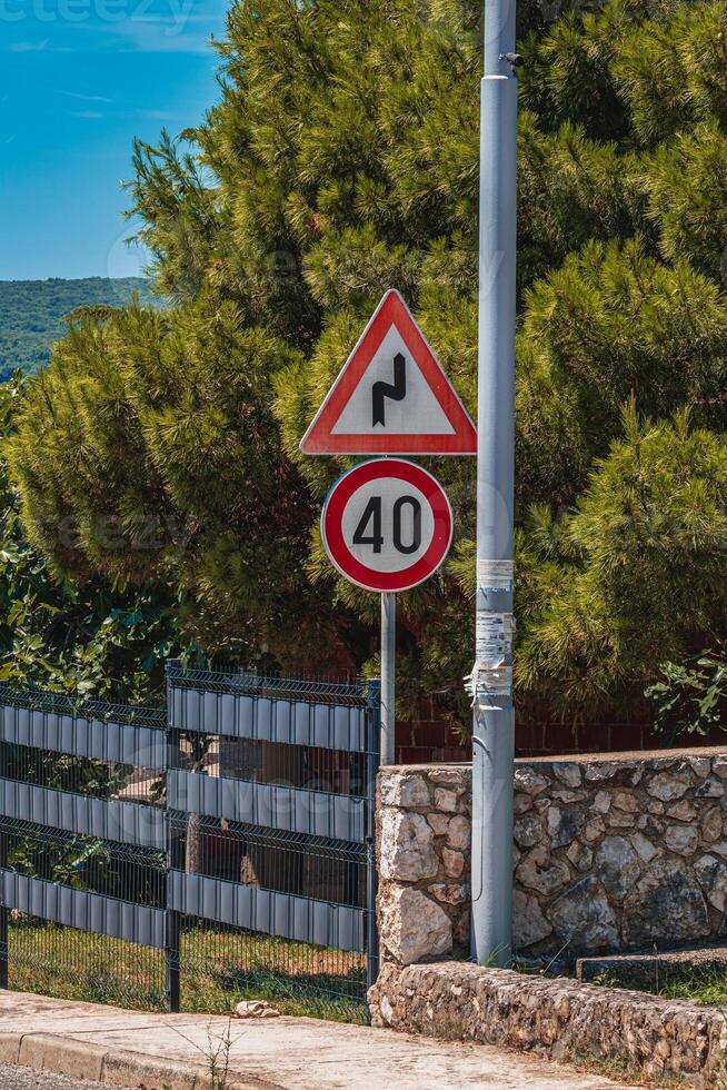 Krk Croatia 28.06.24The sign of forty and a sharp turn on the descent photo