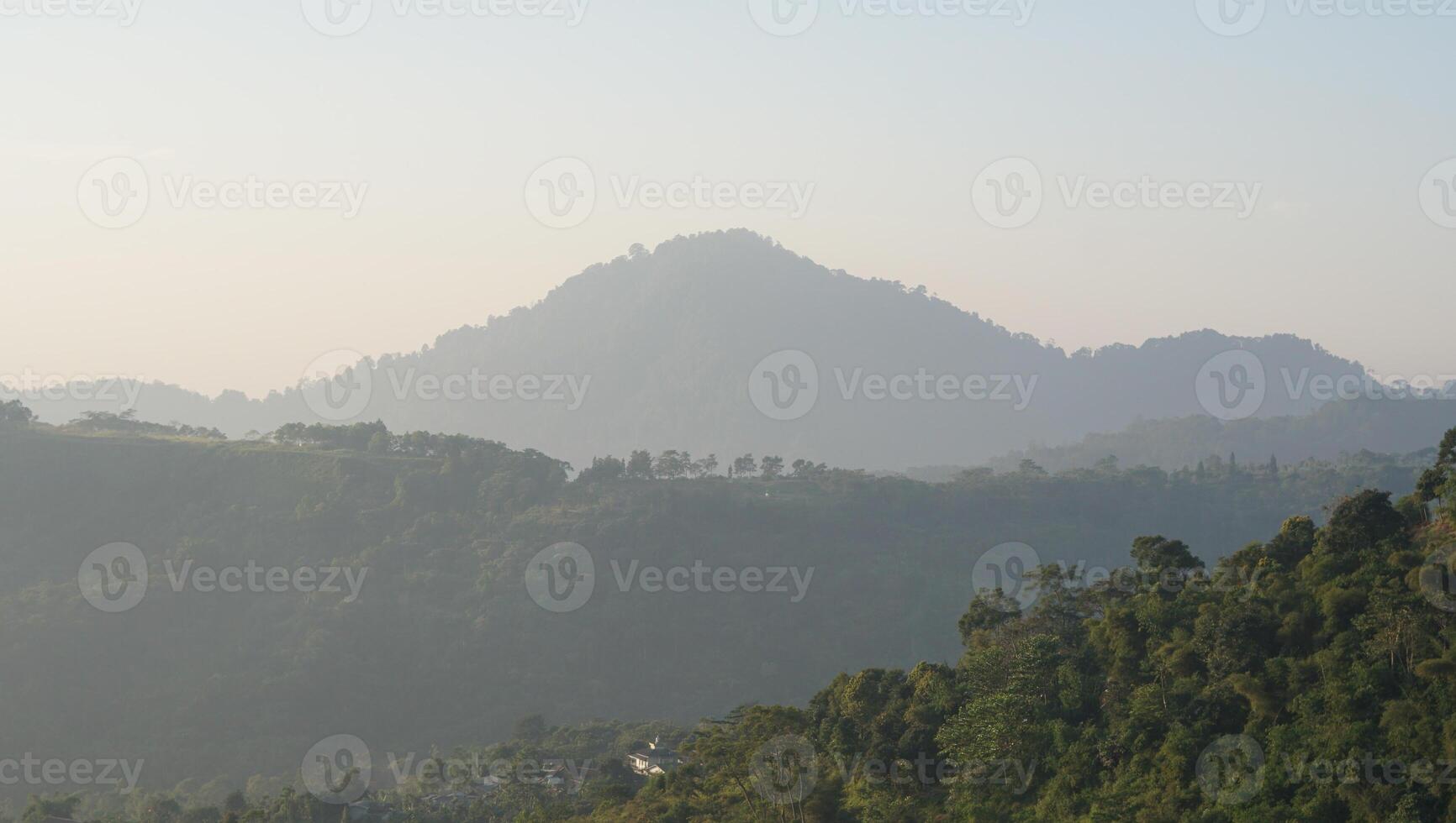 Noise and not focus images. photo of mountains and blue sky in the morning. Sunrise over the hills