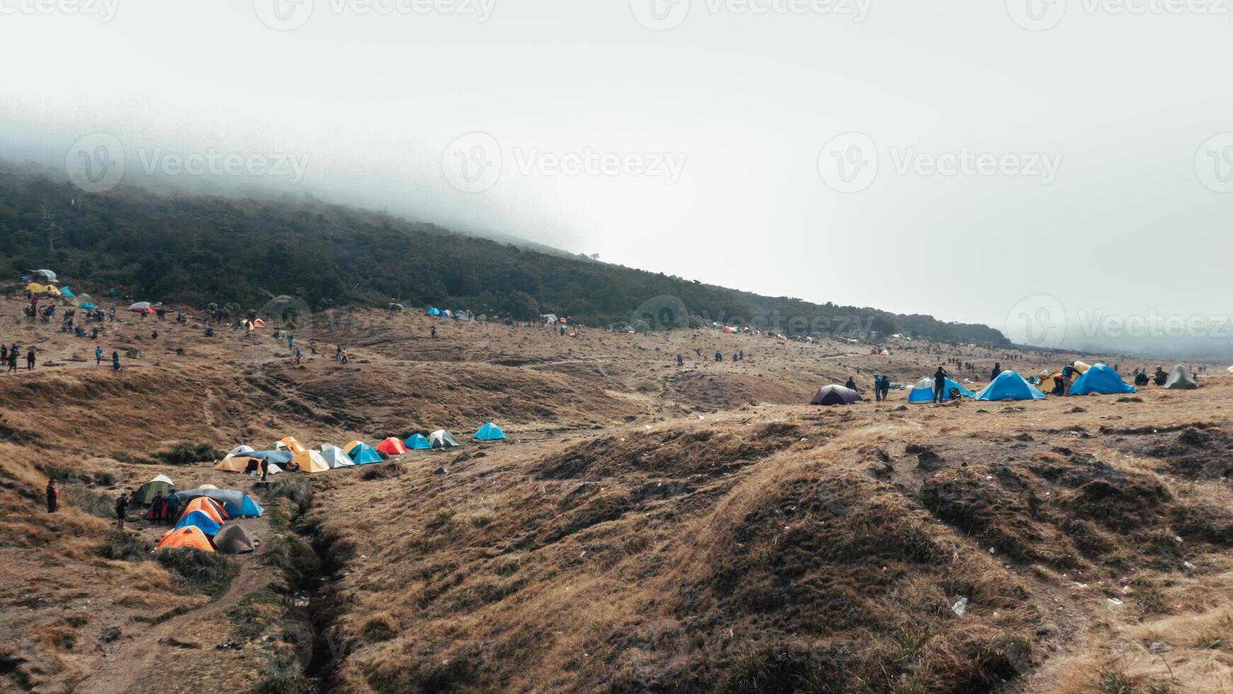 trip to the top of Mount Gede Pangrango, for camping together, National Park in West Java, Cianjur, July 21, 2019 photo