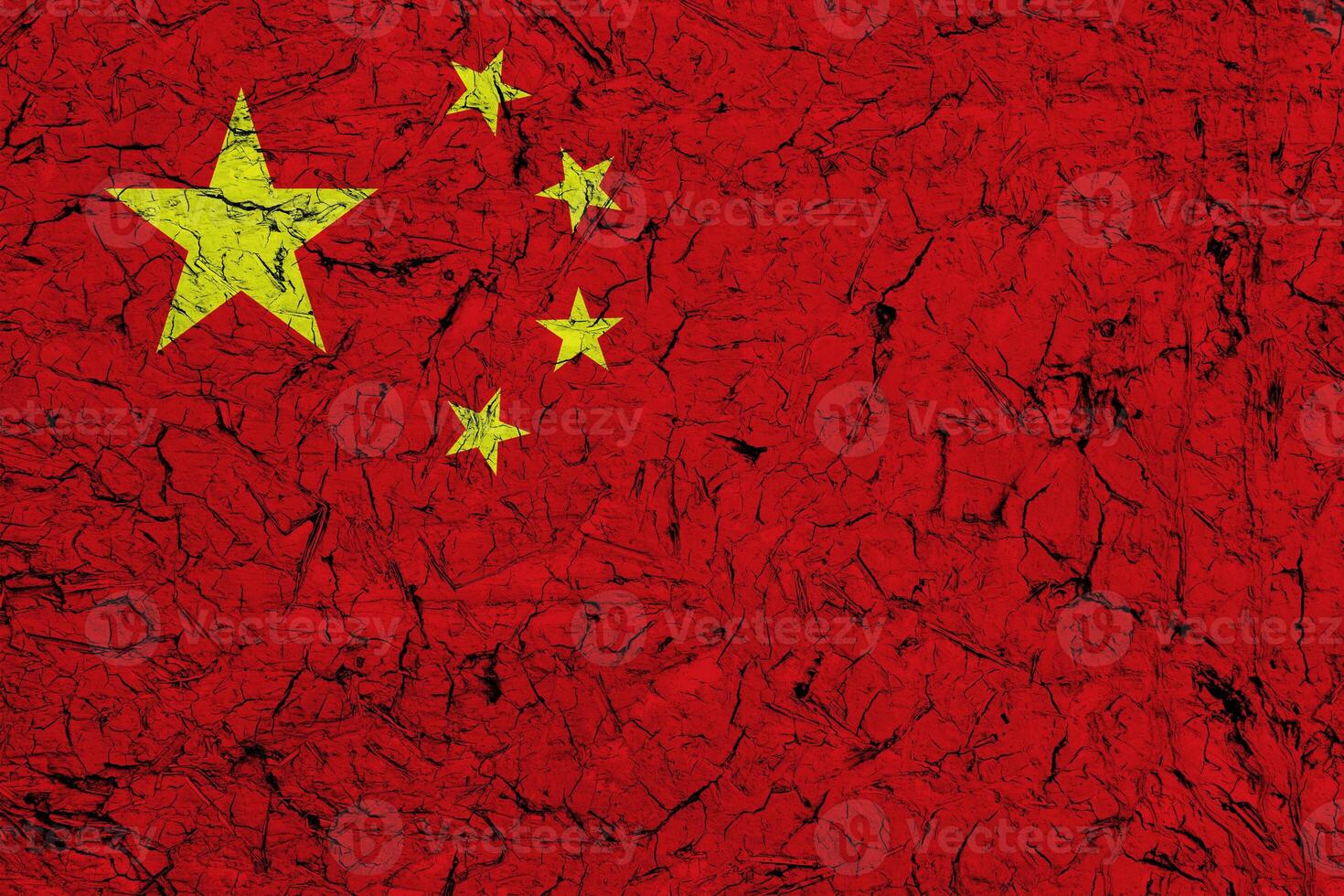 China background pattern template - Abstract stone concret wall texture in the colors of chinese flag photo