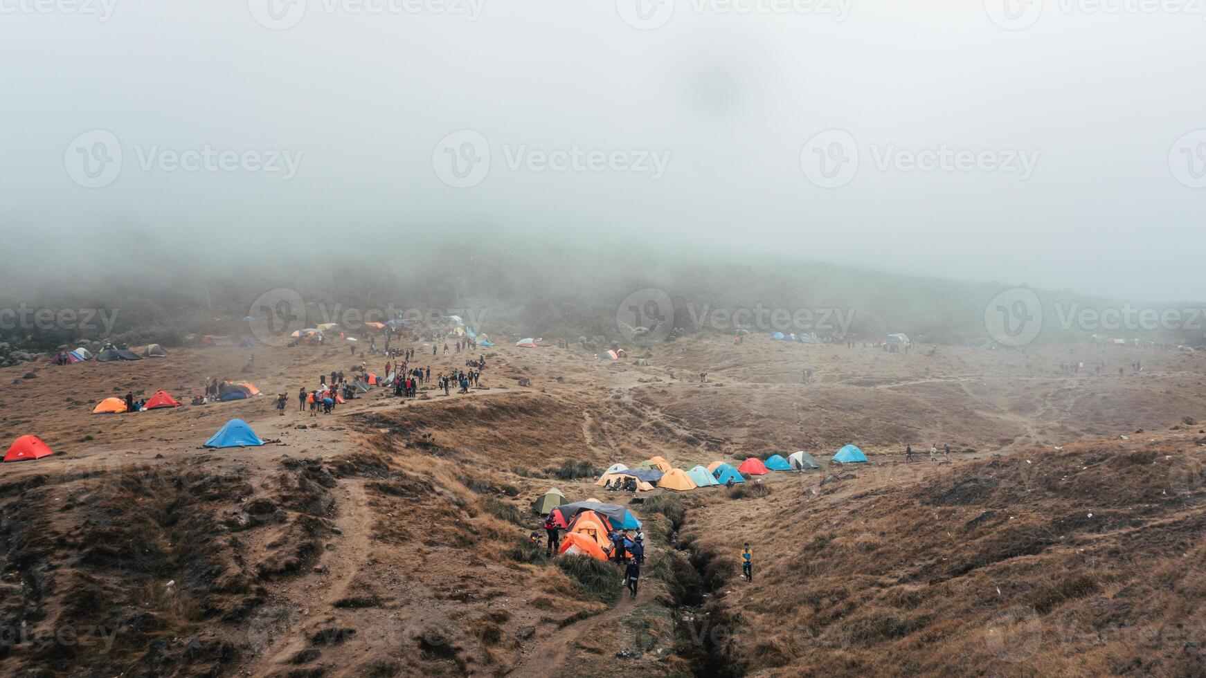 trip to the top of Mount Gede Pangrango, for camping together, National Park in West Java, Cianjur, July 21, 2019 photo
