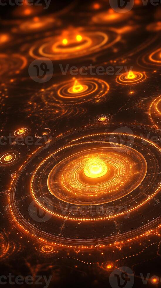 Stylish Abstract Background of Glowing Shapes and Shimmering Light Waves photo