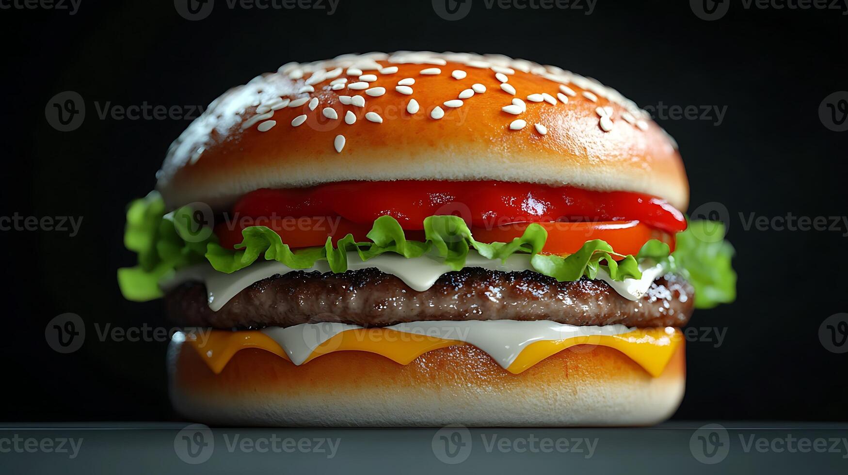 Taste the Best Burger with Crisp Lettuce, Tomatoes, and Onions photo