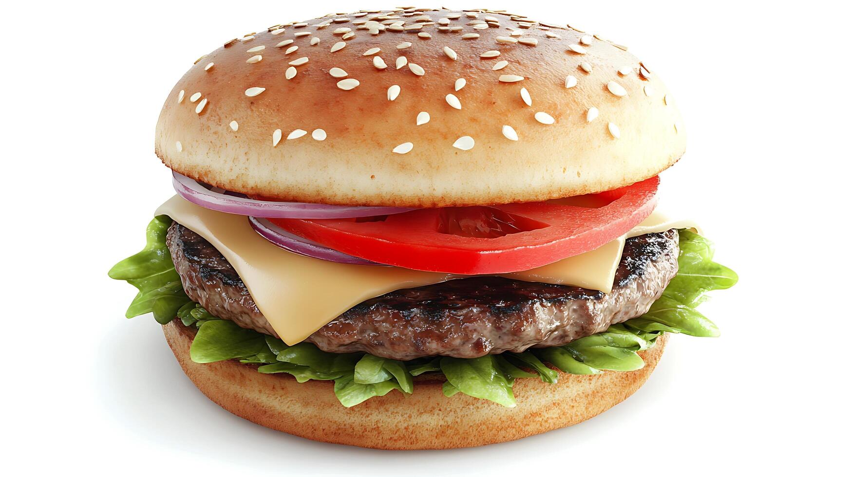 Crispy Lettuce, Fresh Tomatoes, and Juicy Onions on a Perfect Burger photo