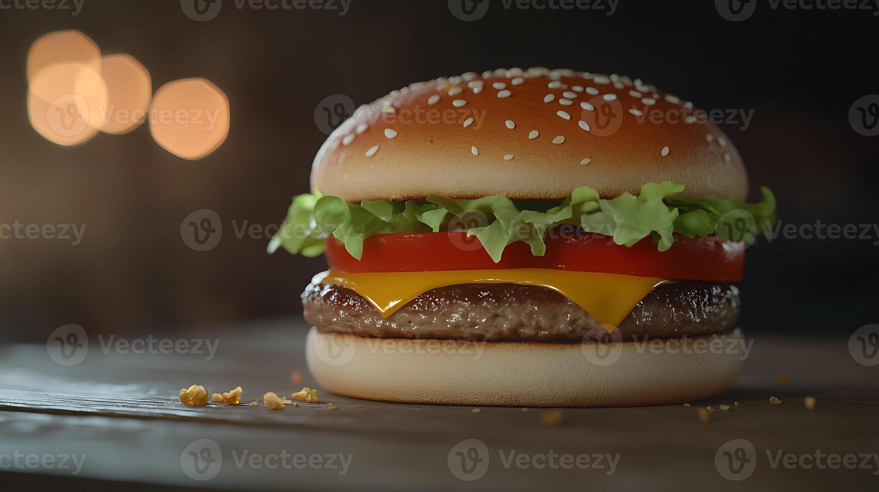Juicy Burger Topped with Tomatoes, Onion, and Crisp Lettuce for Ultimate Flavor photo