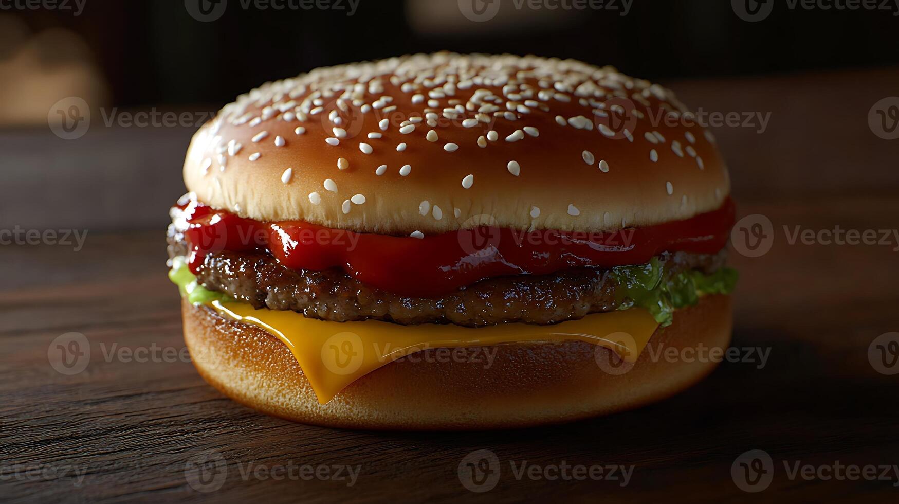 Burger with Tomatoes, Onion, and Lettuce photo