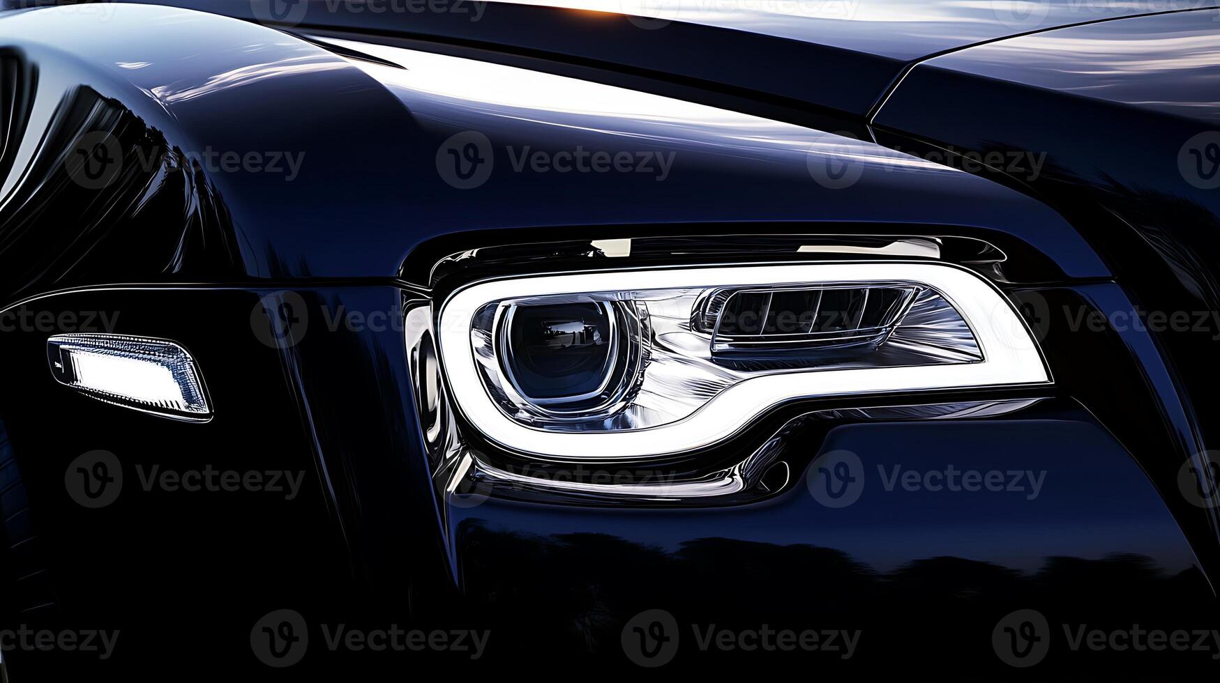 Close-up of headlight and front light with creative copy space photo