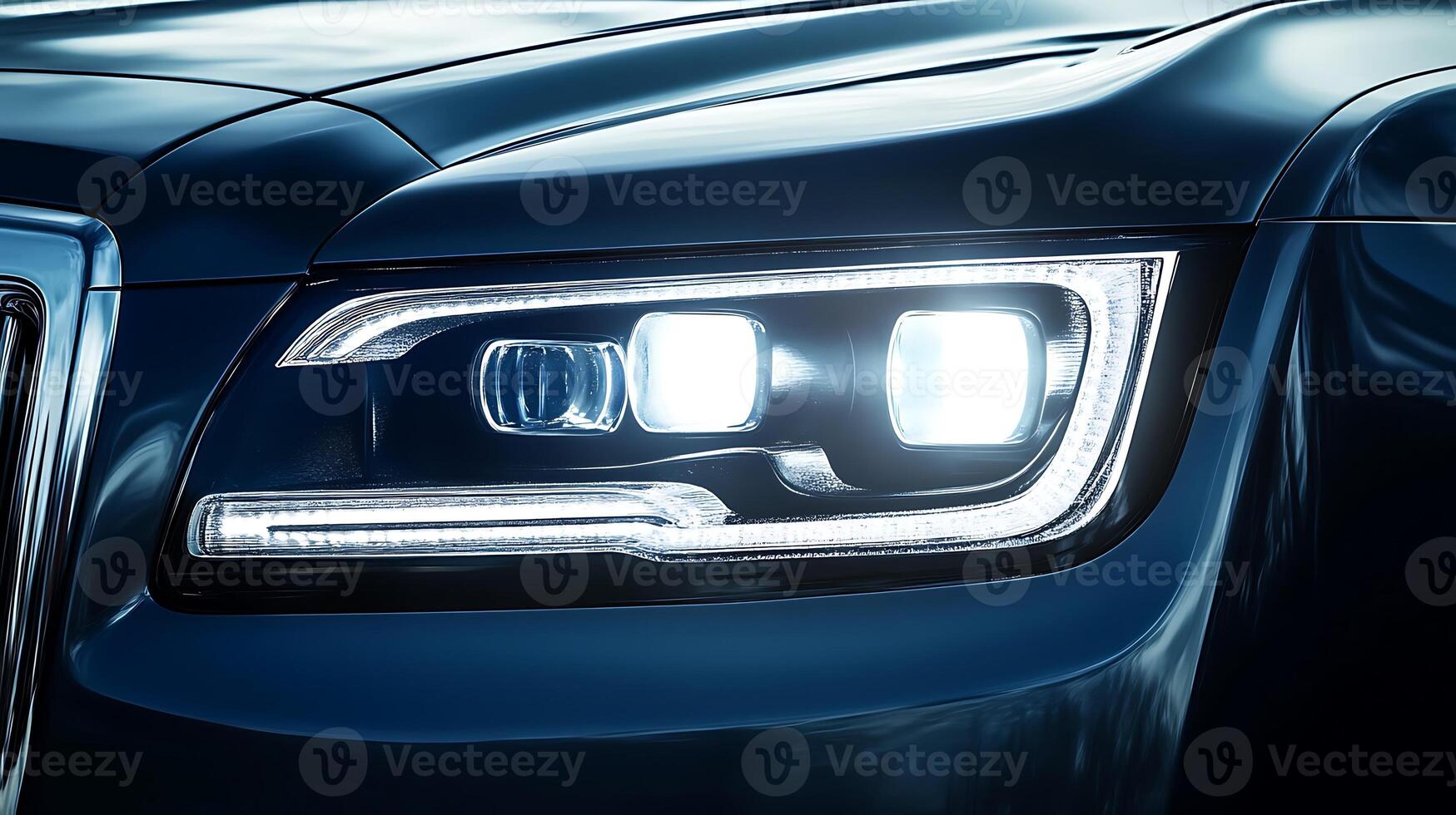 Sleek luxury car lighting captured in detail with generous space for text or design photo